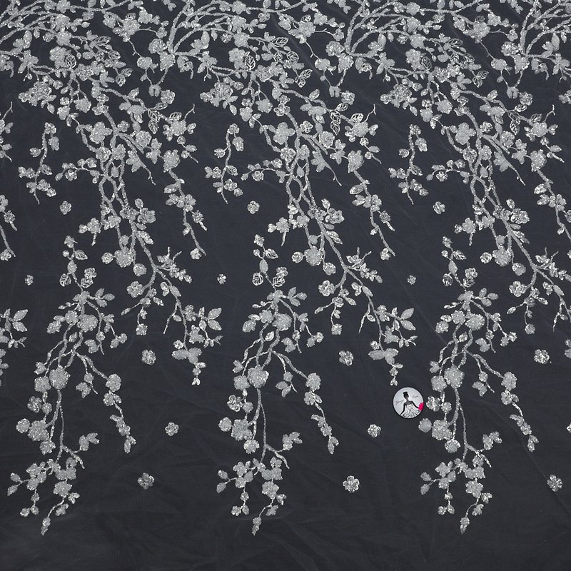 Lace Fabric Dress Sequin Polyester Sequin Fabric for Women's Wear Whol 4